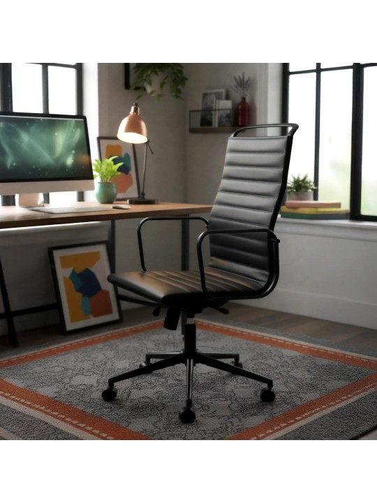 Scaun de birou Nelson imitatie piele, negru