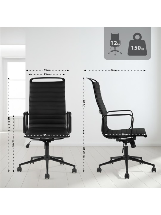 Scaun de birou Nelson imitatie piele, negru