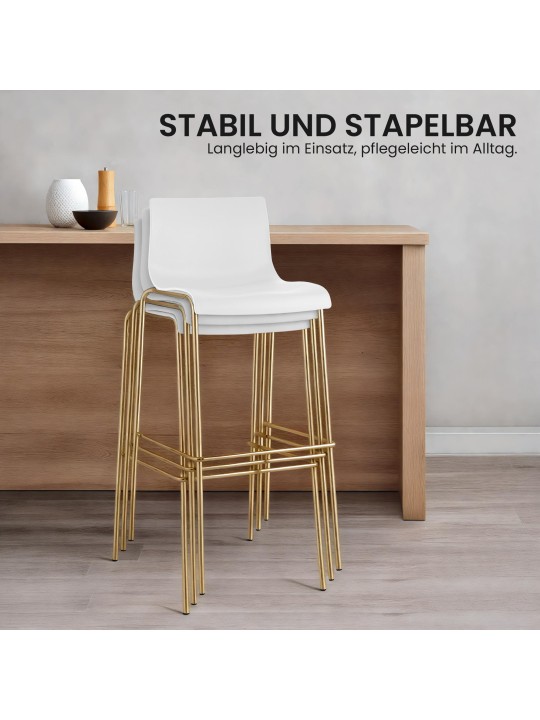 Set de 2 scaune de bar Hoover plastic 4-foot gold, alb