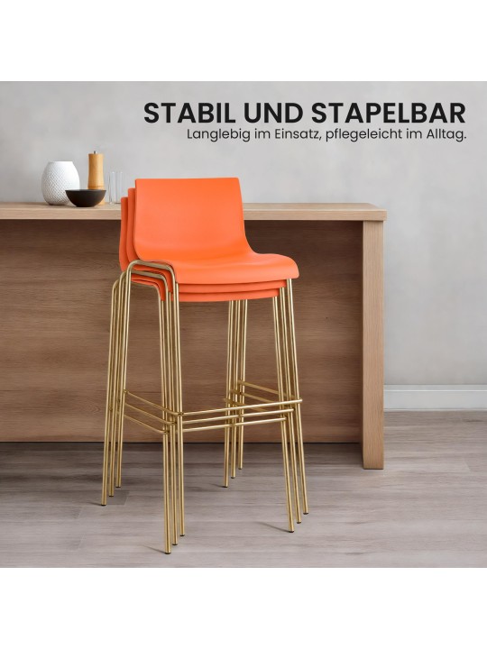 Set de 2 scaune de bar Hoover plastic 4-foot gold, portocaliu