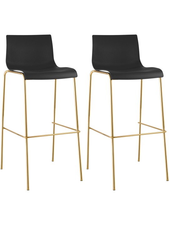 Set de 2 scaune de bar Hoover plastic 4-foot gold, negru