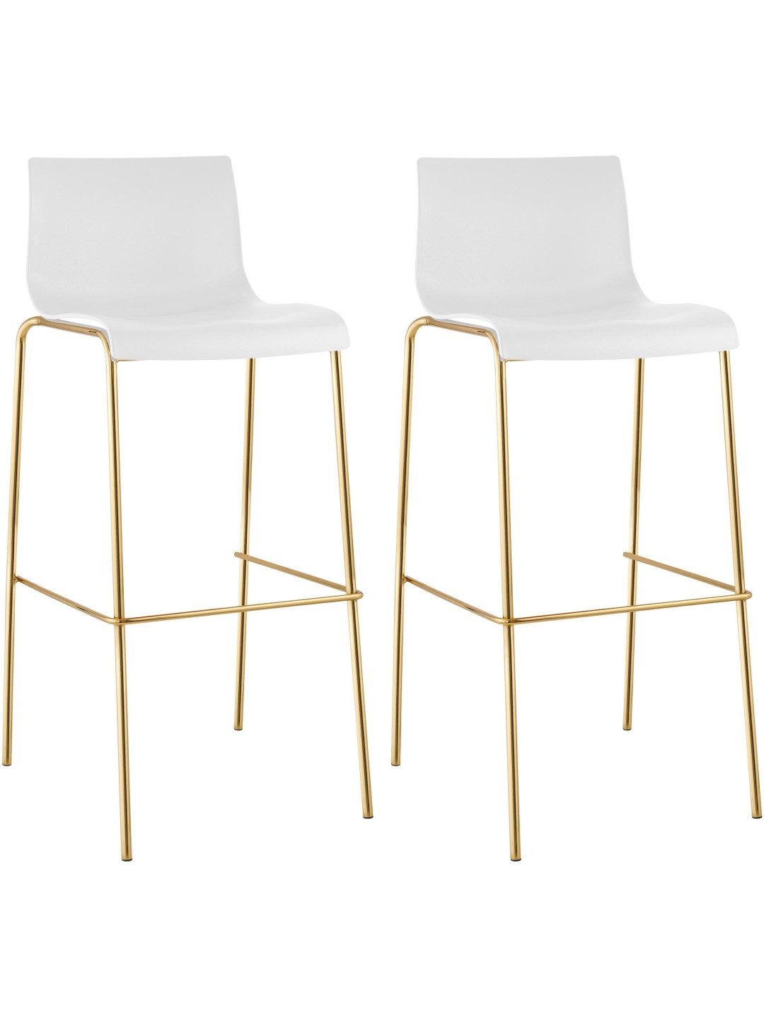 Set de 2 scaune de bar Hoover plastic 4-foot gold, alb