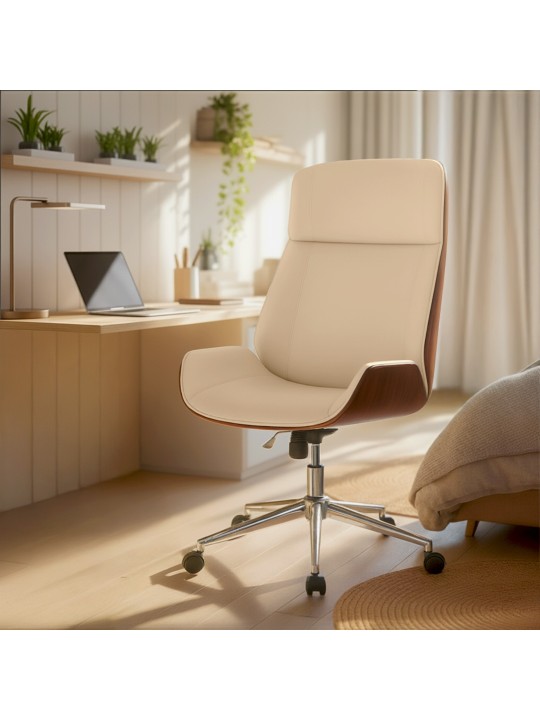 Scaun birou Varel imitatie piele, nuc/crem