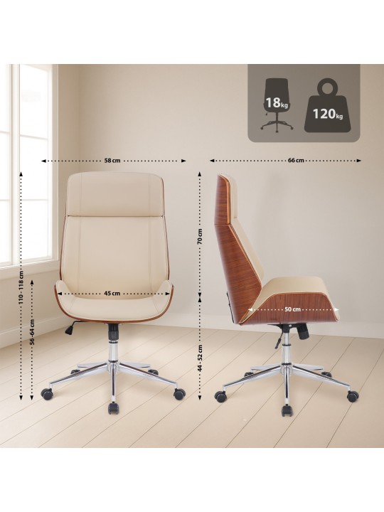 Scaun birou Varel imitatie piele, nuc/crem