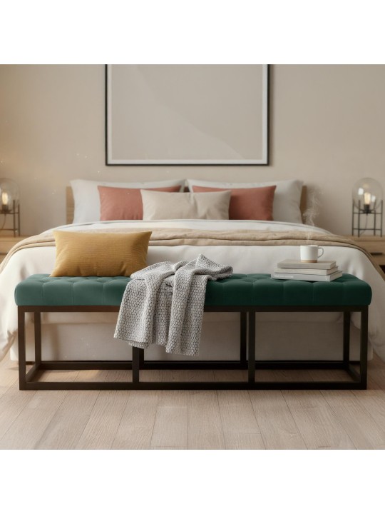 Bancă Polson catifea 150 cm, verde