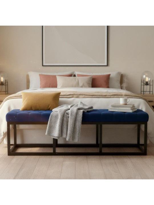 Bancă Polson catifea 150 cm, albastru