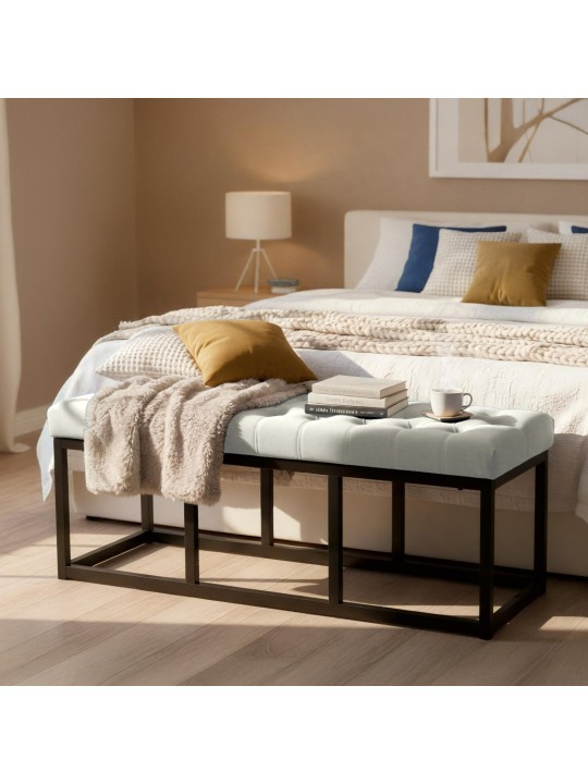 Bancă Polson catifea 120 cm, crem Bancă Polson catifea 120 cm, crem