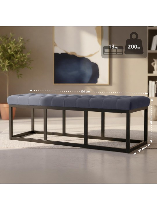 Bancă Polson catifea 120 cm, gri