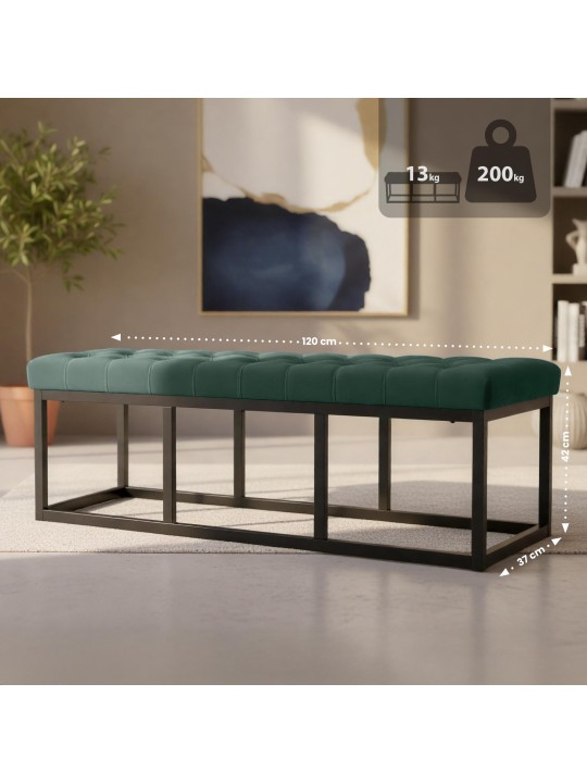 Bancă Polson catifea 120 cm, verde