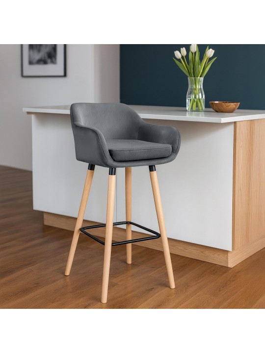 Scaun de bar Grant catifea, gri
