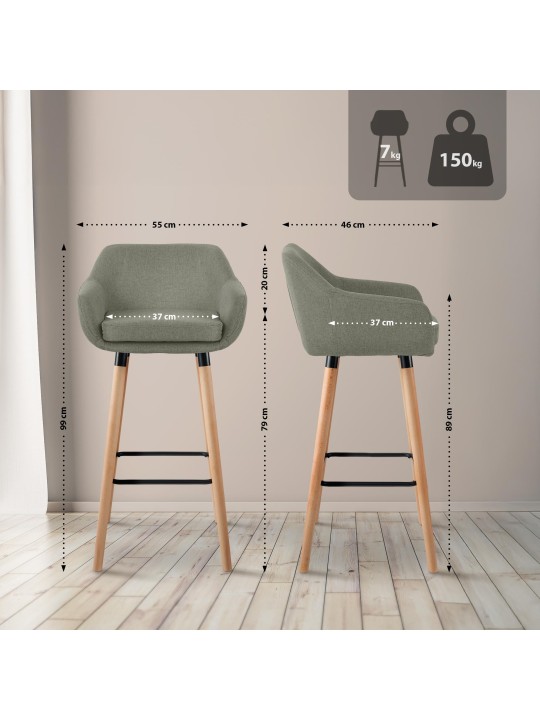 Scaun de bar Tesatura Grant, gri deschis Scaun de bar Tesatura Grant, gri deschis