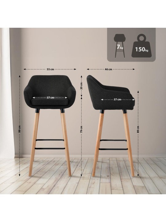 Scaun de bar Tesatura Grant, negru