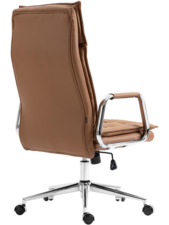 Scaun de birou Sotira piele naturala, maro deschis