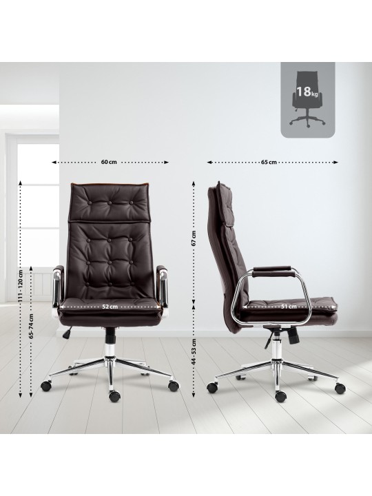 Scaun de birou Sotira piele naturala, maro