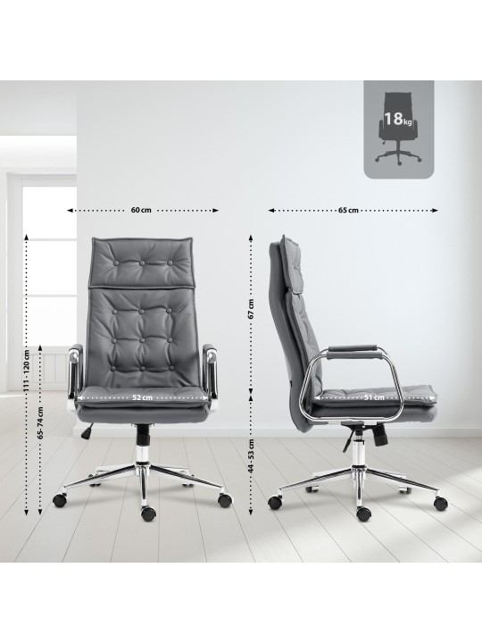 Scaun de birou Sotira piele naturala, gri