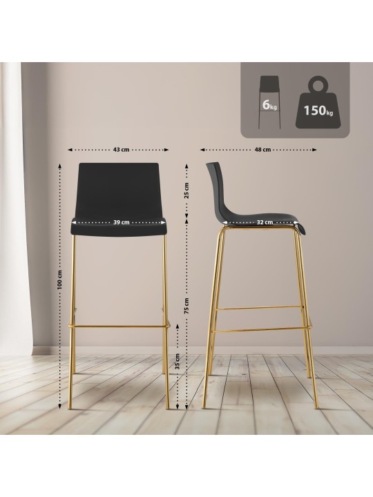 Scaun de bar Hoover plastic 4-foot gold, negru