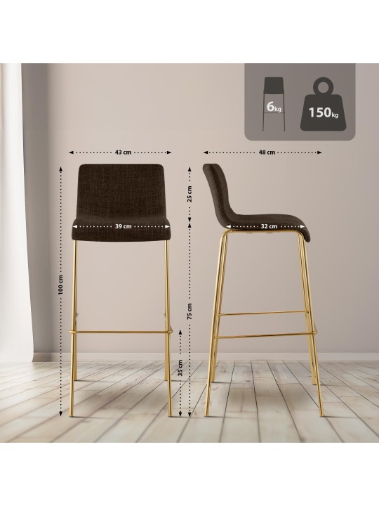 Scaun de bar Hoover Fabric 4-Foot Gold, maro Scaun de bar Hoover Fabric 4-Foot Gold, maro