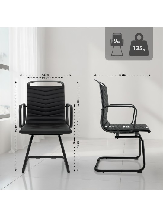 Scaun vizitator Tomkin imitatie piele, negru