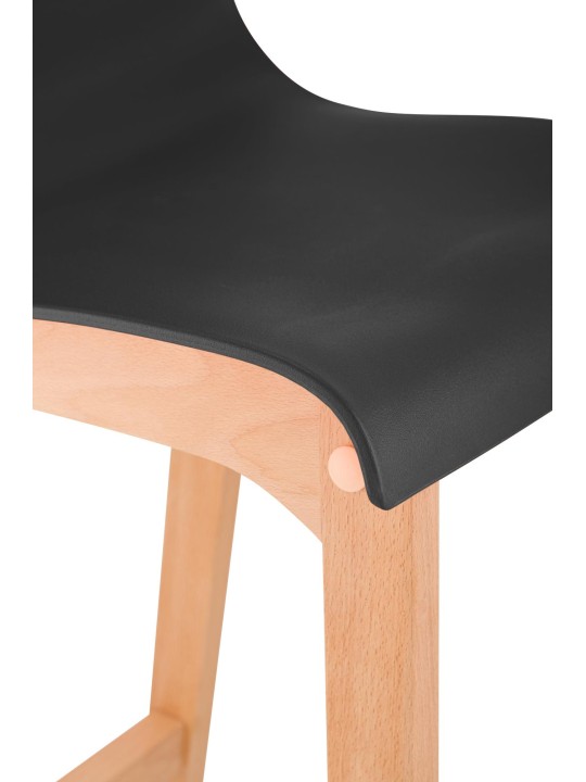 Scaun de bar Hoover Natura cadru de 4 picioare, negru