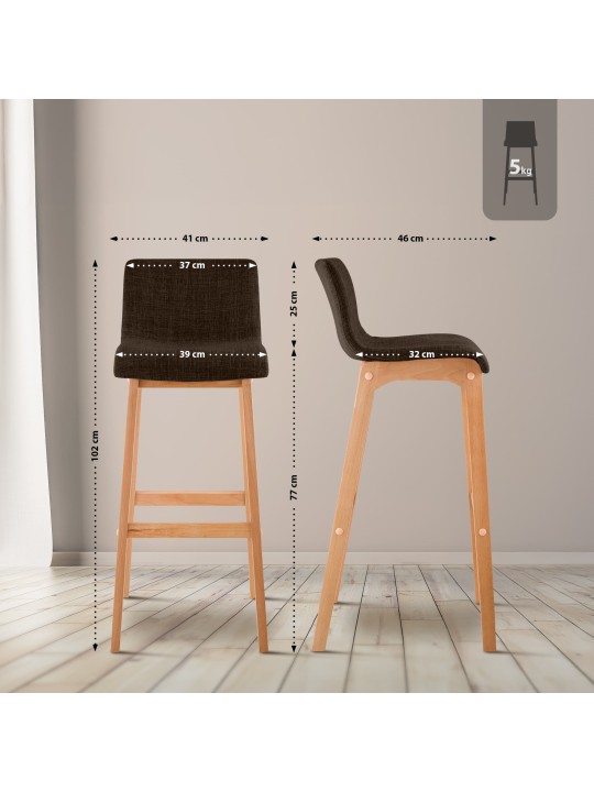 Scaun de bar țesătură Hoover Natura, maro