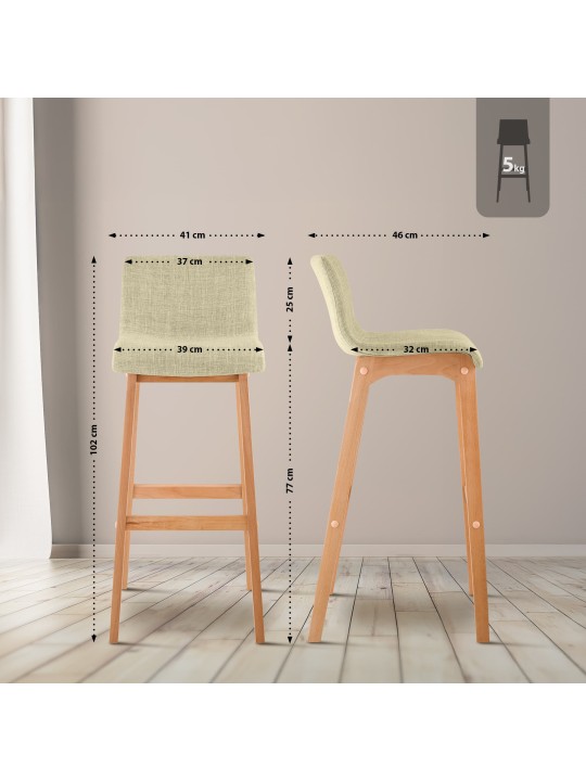 Set 2 scaune de bar Hoover stofa Natura, crem