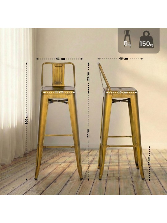 Scaun de bar Mason, auriu