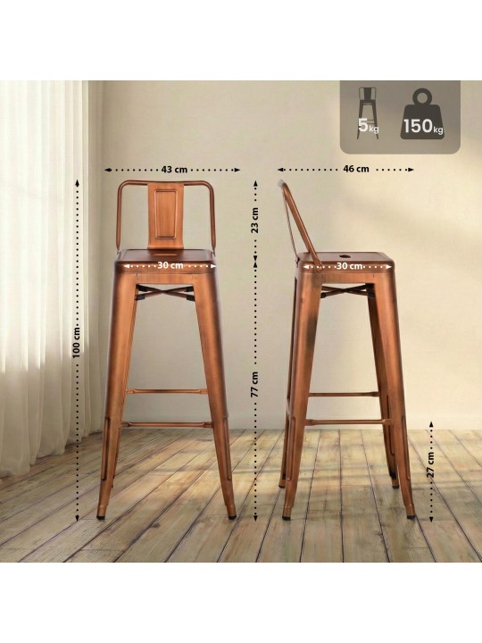 Scaun de bar Mason, cupru