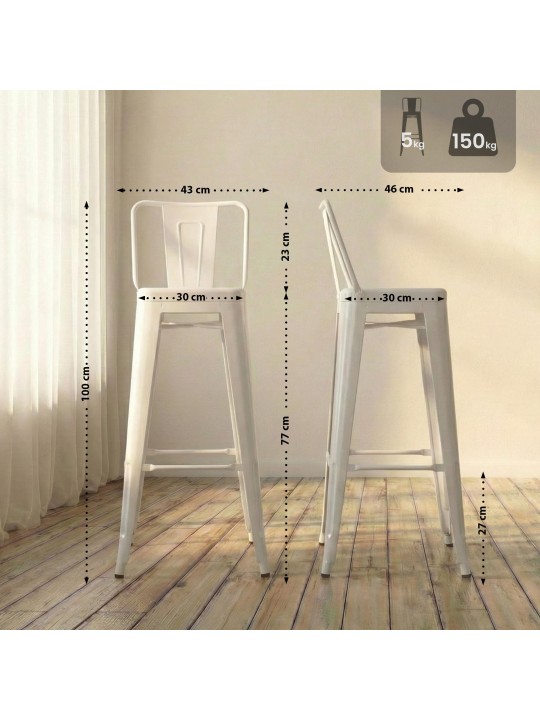 Scaun de bar Mason, alb