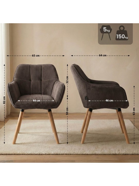 Scaun de sufragerie Vienna Cord natura, maro