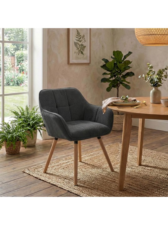 Scaun de sufragerie Vienna Cord natura, gri închis