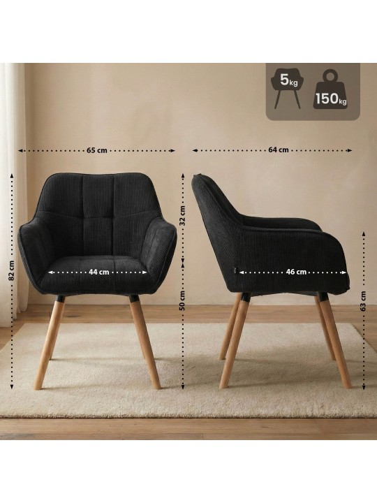 Scaun de sufragerie Vienna Cord natura, negru