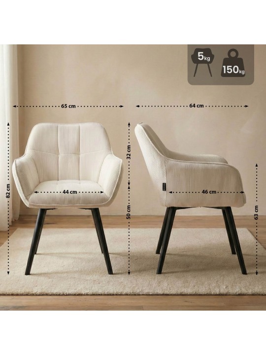 Scaun de sufragerie Vienna Cord, crem