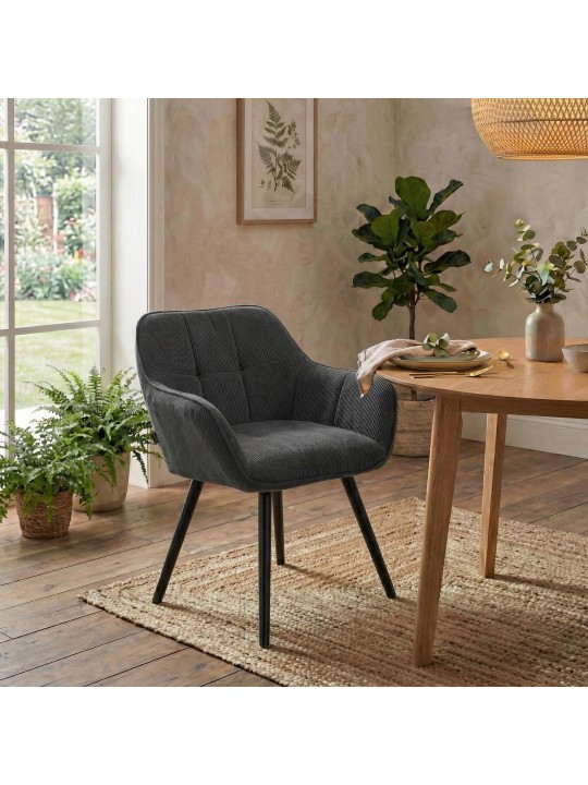 Scaun de sufragerie Vienna Cord, gri închis