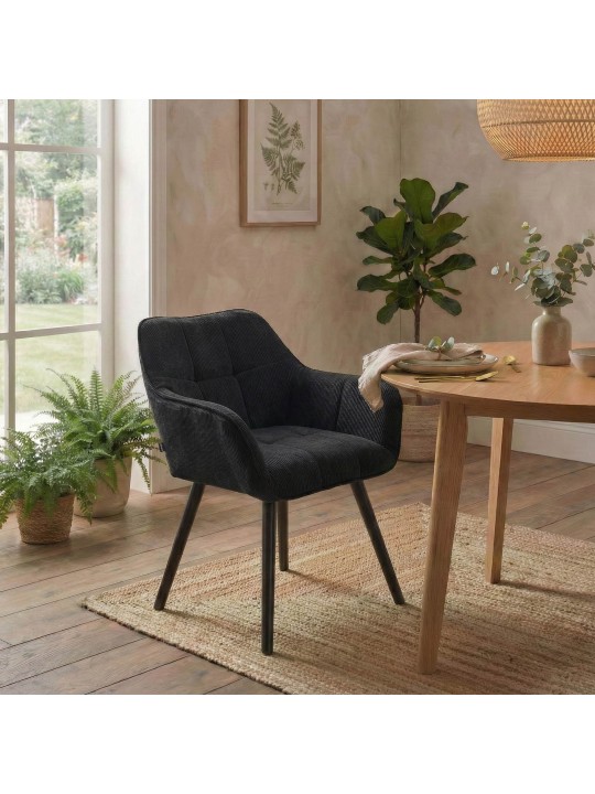 Scaun de sufragerie Vienna Cord, negru